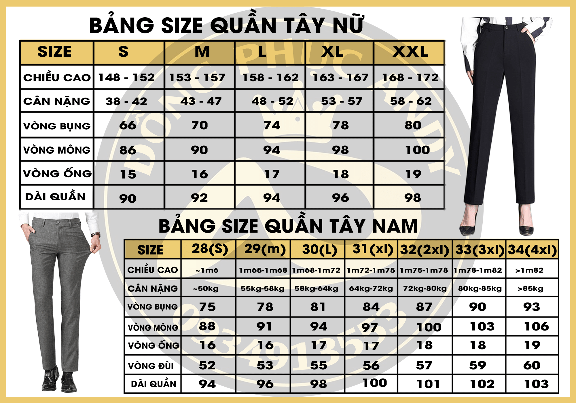 Bảng size quần áo nam, nữ, trẻ em chuẩn thị trường Việt Nam và quốc tế