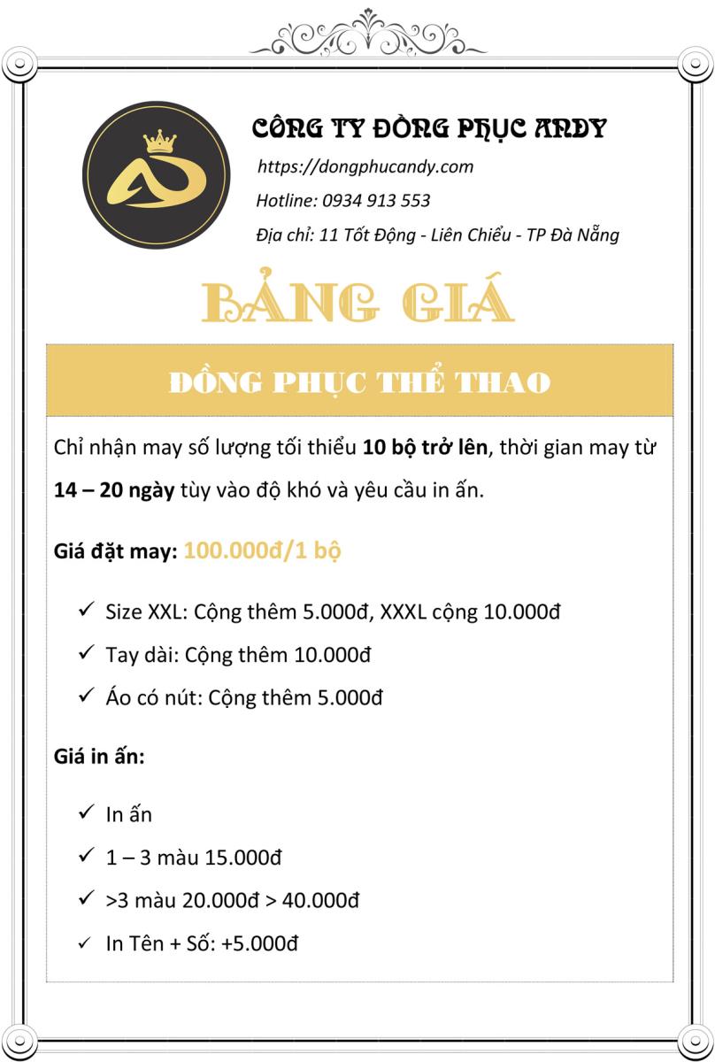 bang gia dong phuc the thao da nang