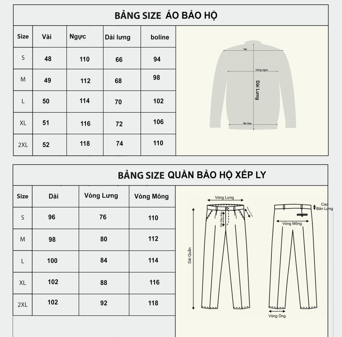 bang size ao dong phuc cong nhan