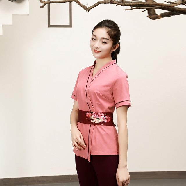 đồng phục spa áo cổ chữ V